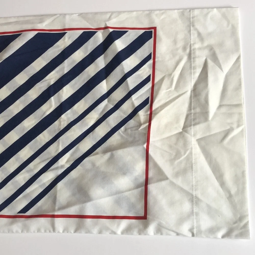 Vintage 1980s Pillowcase Blue and white stripped Pillowcase 1980’s